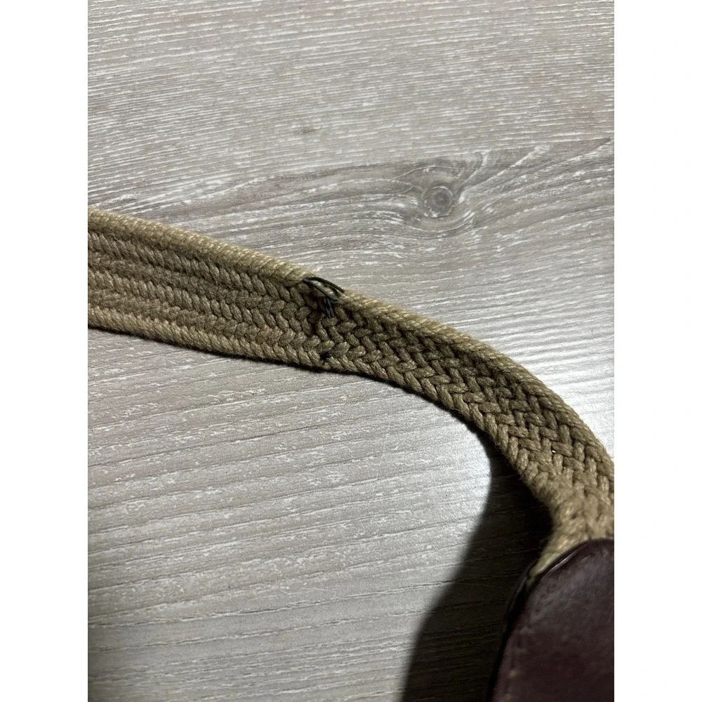 Vintage Braided Woven Belt XL Brown Brass Buckle Made in USA Classic Minimalist